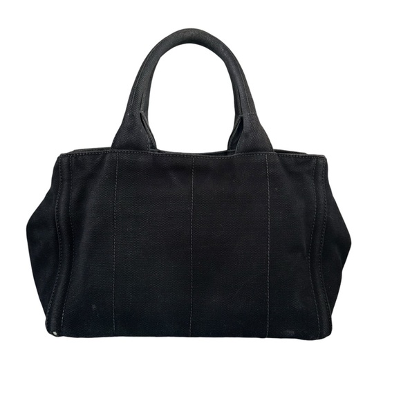 Authentic PRADA Triple Studded Black Denim Canapa Mini Tote Bag - Picture 6 of 14
